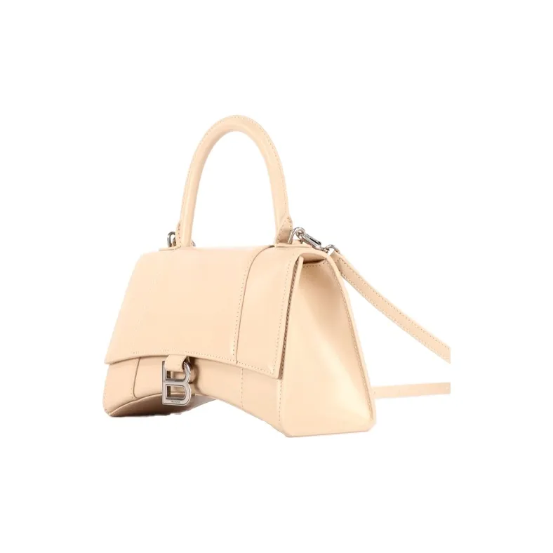 Balenciaga Hourglass Calfskin Shoulder Bags Handbags Women's Light Beige-1