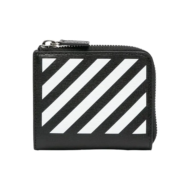 OFF-WHITE Diag Leather Coin Purse Card Holder Wallet Regular Men's Black-0