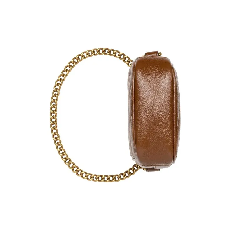 GUCCI Marmont Leather Cell Phone Pouch Chain Shoulder Bag Crossbody Bag Mini Women's Brown-6