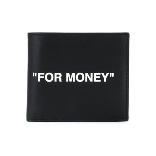 OFF-WHITE Printed Bi-Fold Wallet 4 Card Slot "FOR MONEY" Black/White