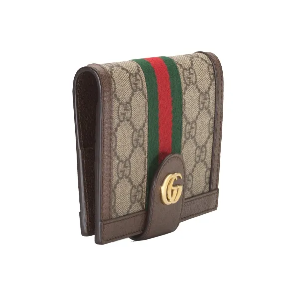 GUCCI Canvas With Leather Passport Holder Unisex Ebony/Brown-1