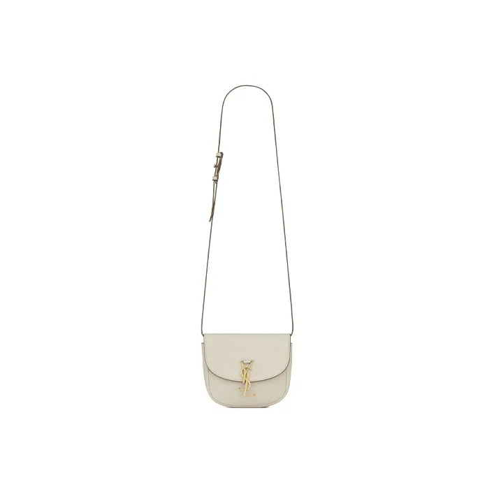 SAINT LAURENT KAIA Smooth Leather Saddle Bag, Crossbody Bag, Shoulder Bag Women's White-1