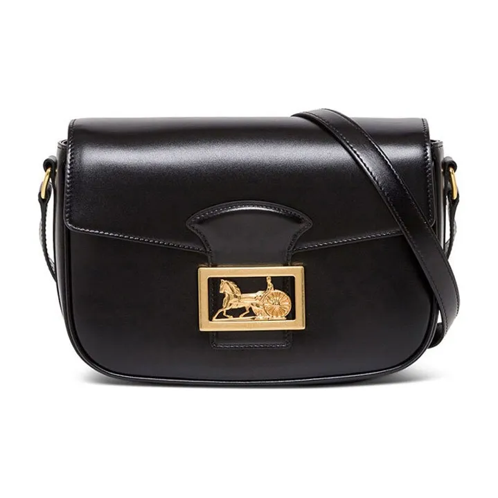 CELINE Leather Box Bag Crossbody Bag Shoulder Bag Women's Black-0