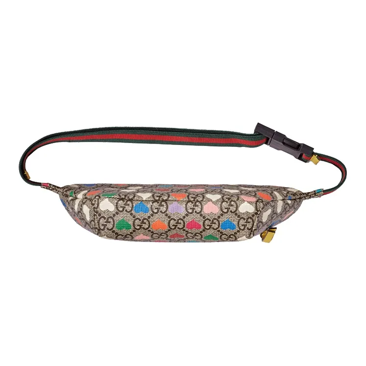 GUCCI Canvas With Leather Fanny Pack, Sling Bag, Kids' Bag Kids' Ebony/Yellow/Multicolor-5