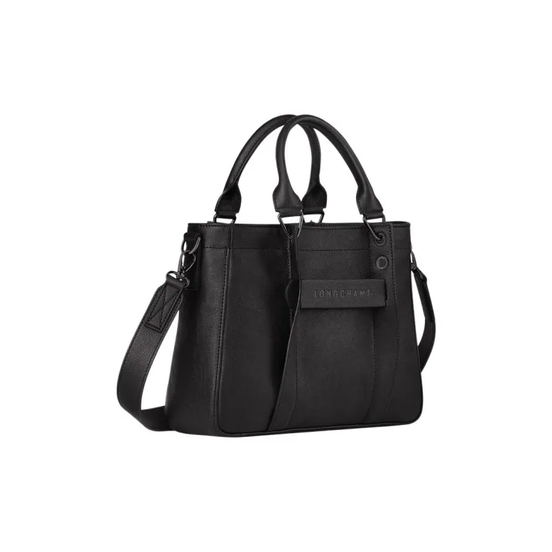 LONGCHAMP 3D Calfskin Briefcase Tote Tote Bag Shopping Bag Crossbody Handbag Small Size Unisex Black-1