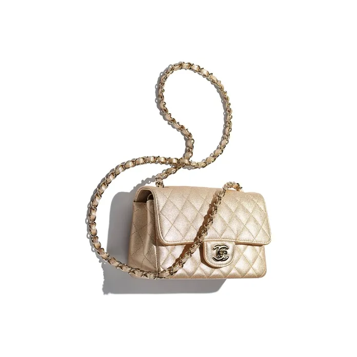 CHANEL Lambskin & Metal Flap Bag, Crossbody Bag, Shoulder Bag Women's Metallic-3