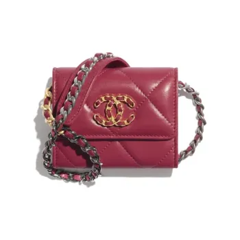 CHANEL 19Bag Goatskin Crossbody Bag Handbag Shoulder Bag Backpack Coin Purse Women's Pink