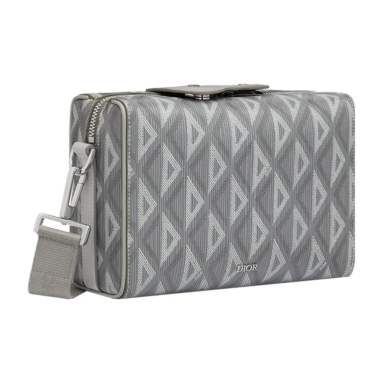 DIOR Smooth Cow Leather Messenger Bag, Handbag, Shoulder Bag, Crossbody Bag Trumpets Men's Gray-1