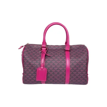 EMPORIO ARMANI PVC Handheld Bag Handbag Women's Gray Brown & Red