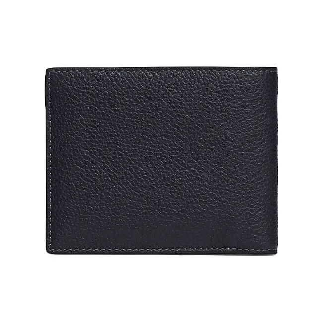 COACH 3 IN 1 Wallet Litchi Grain Leather Logo Print Card Holder Cropped Wallet Men's Dark Blue-4