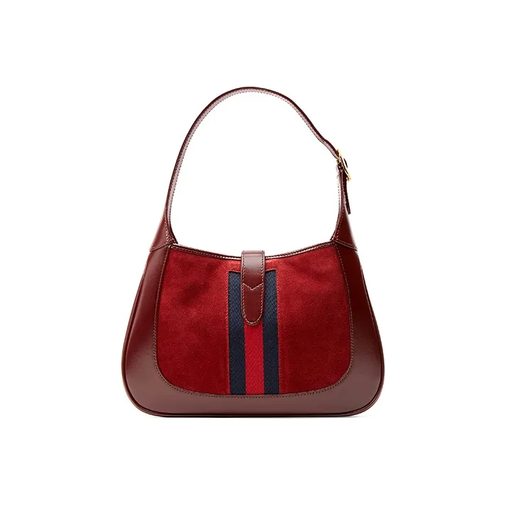 GUCCI Jackie 1961 Suede With Leather Crescent Shoulder Bag Shoulder Bag Women's Deep Red-3