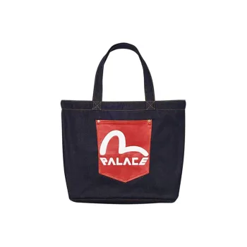 EVISU Palace Collaboration Denim Multi-Pocket Tote Bag Shopping Bag Shoulder Bag Regular Unisex Black