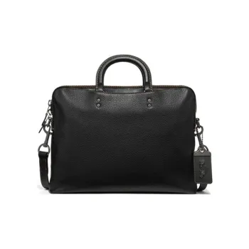 COACH Rogue Leather Briefcase One Shoulder Handbag Regular Men's Black