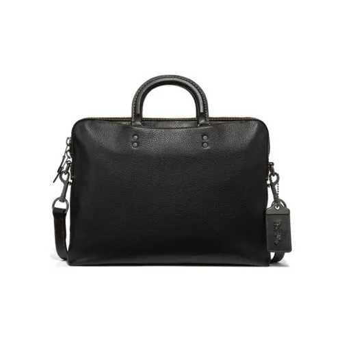 COACH Rogue Leather Briefcase One Shoulder Handbag Regular Men's Black