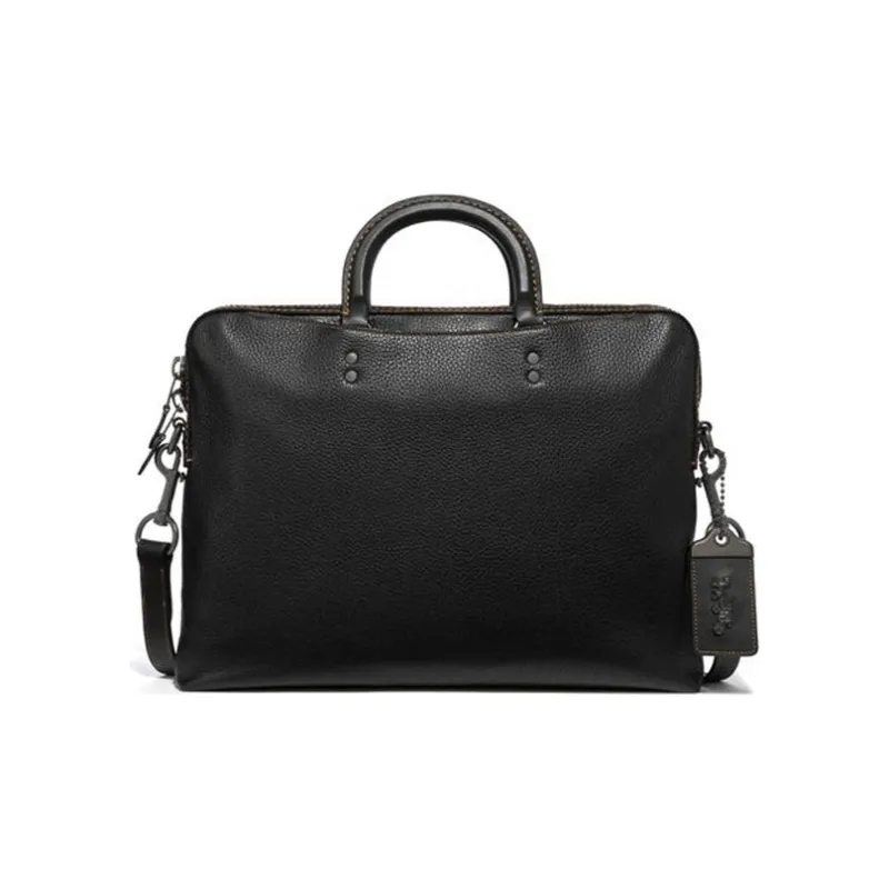 COACH Rogue Leather Briefcase One Shoulder Handbag Regular Men's Black-0