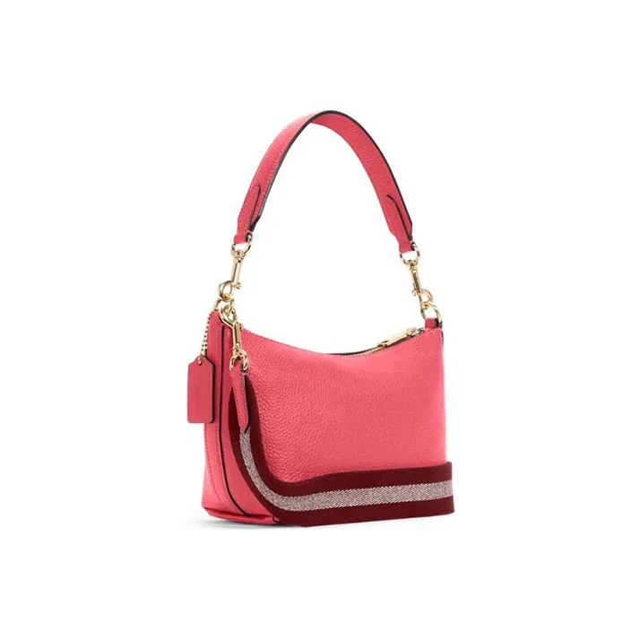COACH Dempsey Litchi Grain Leather Shoulder Bag, Handbag, Shoulder Bag, Crossbody Bag Women's Watermelon Red-1
