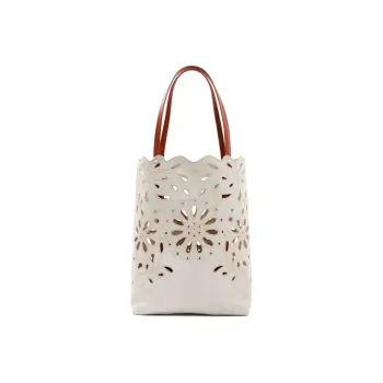 Chloe Linen Calfskin Tote Bag, Shopping Bag, Handbag Women's Nude
