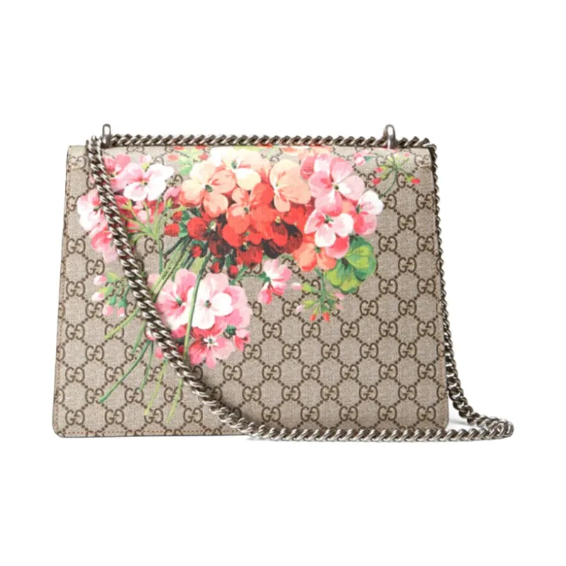 GUCCI Dionysus GG Blooms Canvas With Leather Shoulder Bag Crossbody Bag Medium Size Women's Ebony/Pink-1