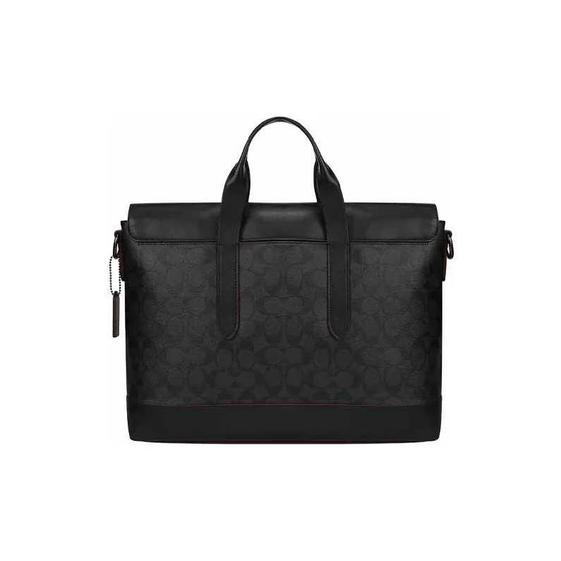 COACH Hamilton With Leather Laptop Bags Briefcase Shoulder Bag Crossbody Bag Handbag Large Size Men's Charcoal Black-3