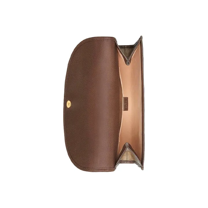 GUCCI Rajah Canvas With Leather Chain Shoulder Bag Crossbody Bag Handbag Women's Brown-3