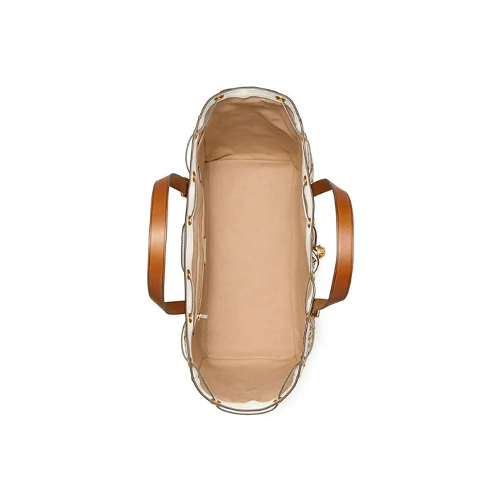 TORY BURCH T Monogram Leather Tote Bag Shopping Bag Shoulder Bag Handbag Women's Light Brown-2