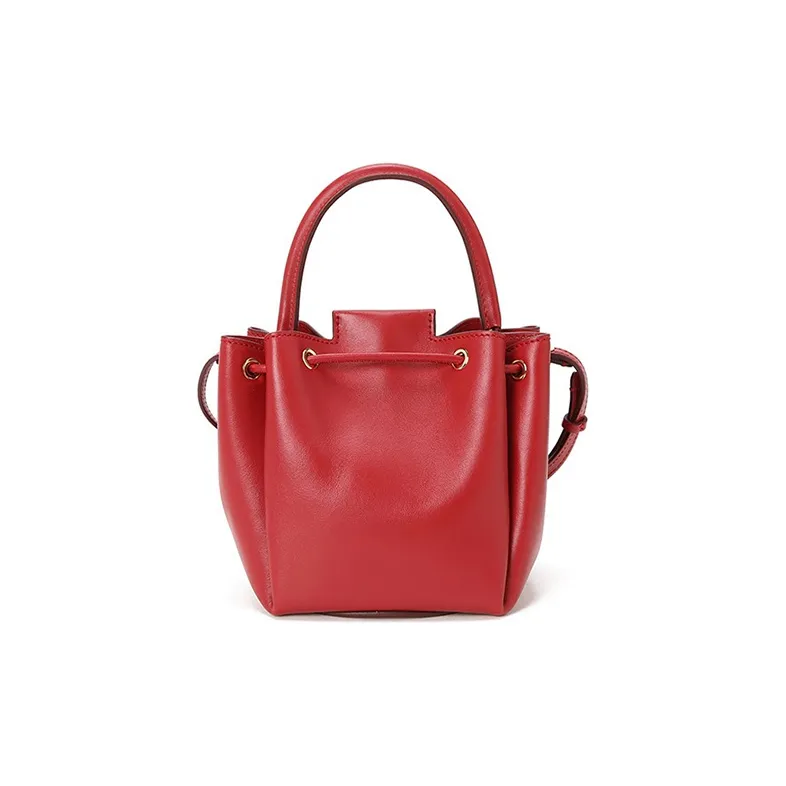 Burberry Leather Bucket Bag Handbag Crossbody Bag Women's Red-1