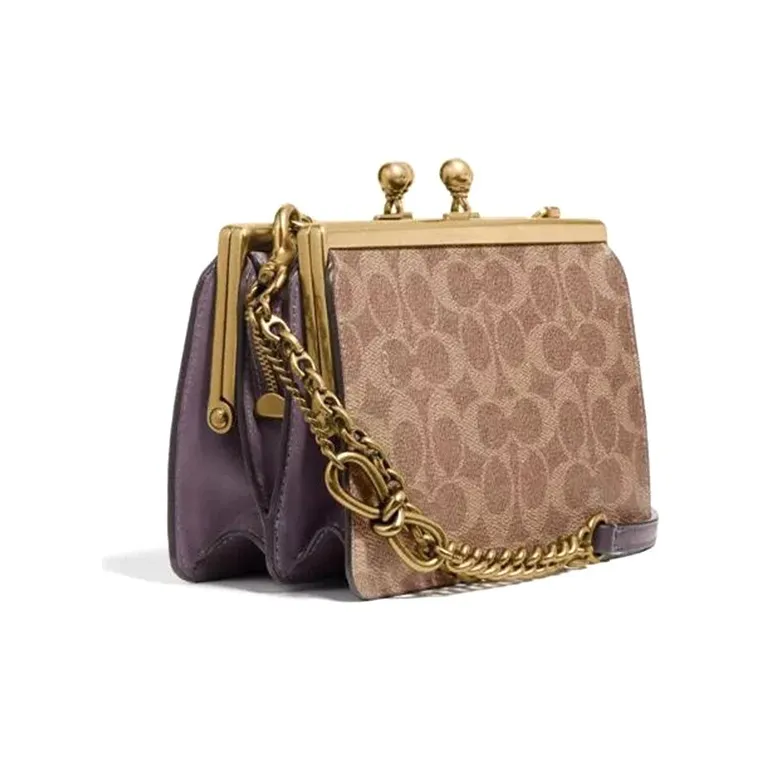 COACH Zhu Jingyi Zhu Jingyi Collaboration Frame Canvas Handbag Clutches Women's Khaki-1