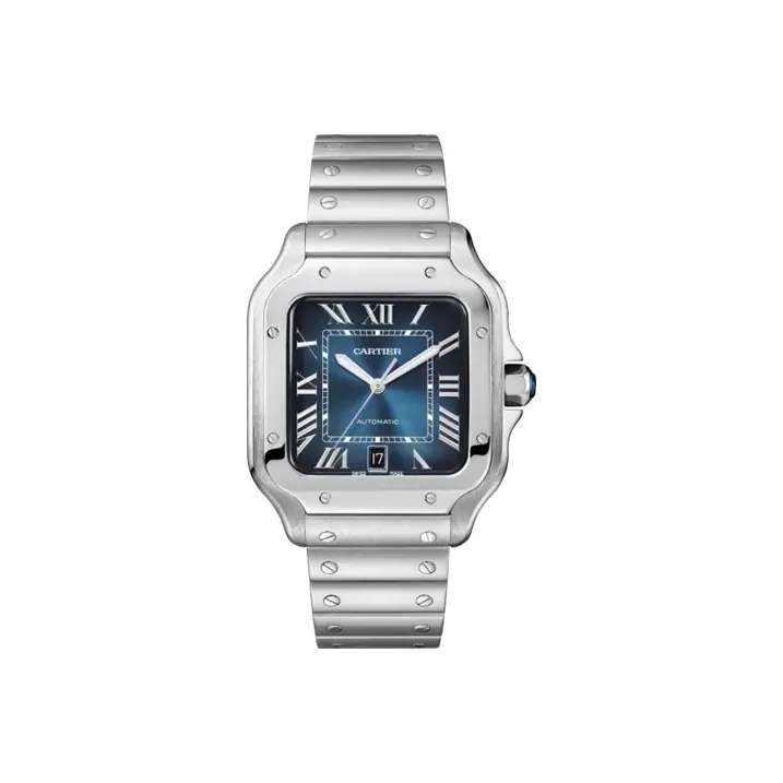 CARTIER SANTOS DE Automatic Mechanical Movement Men's Watches Watch 39.8mm Blue Dial Stainless Steel Watchband-0