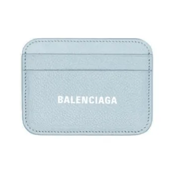 Balenciaga Balenciaga Luggage Collection Grained Calfskin Card Clip Card Holder Women's Blue And White