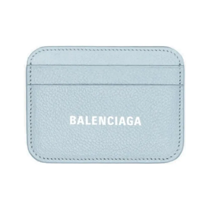 Balenciaga Balenciaga Luggage Collection Grained Calfskin Card Clip Card Holder Women's Blue And White-0