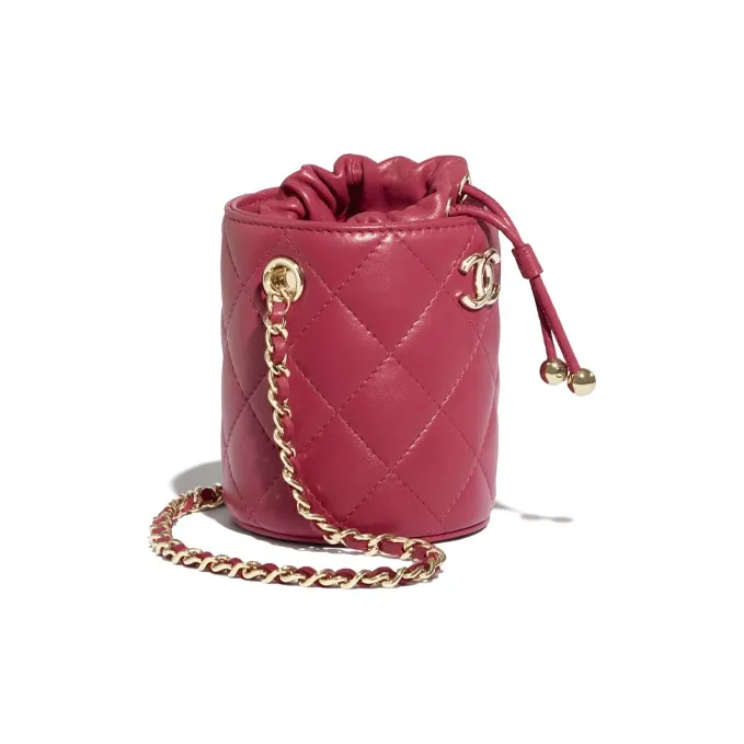 CHANEL Lambskin Bucket Bag, Crossbody Bag, Shoulder Bag Women's Pink-1