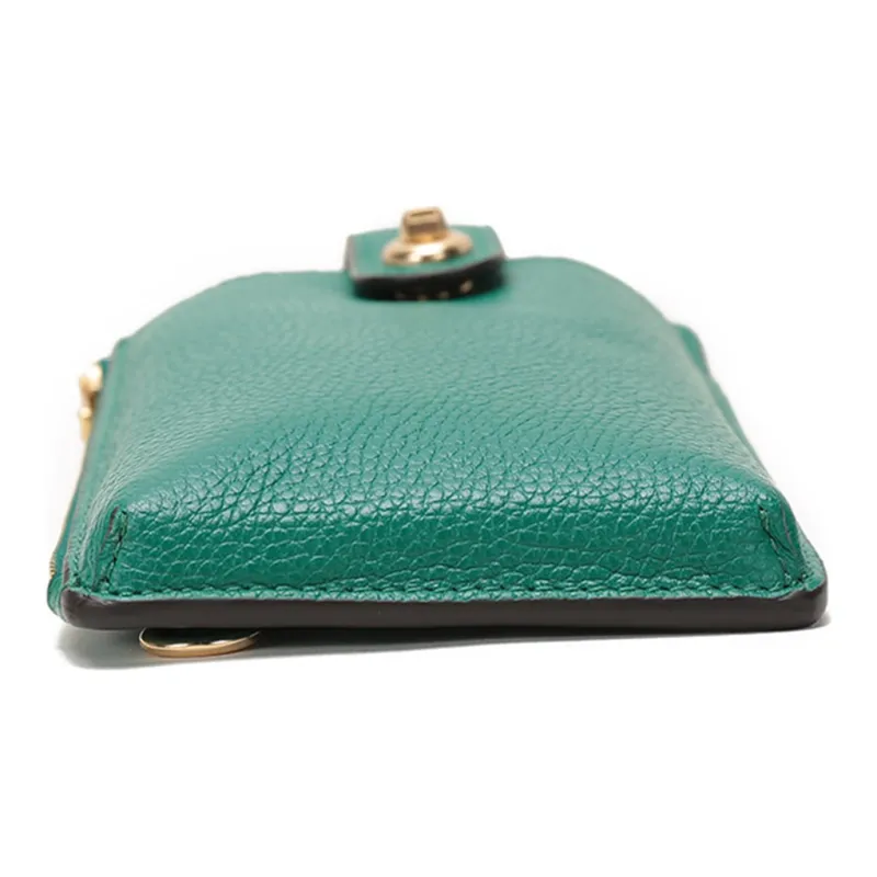 COACH Turnlock Leather One Shoulder Chain Bag Cell Phone Pouch Crossbody Bag Women's Emerald Green-4