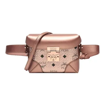 MCM Canvas Crossbody Fanny Pack Regular Women's Champagne Gold