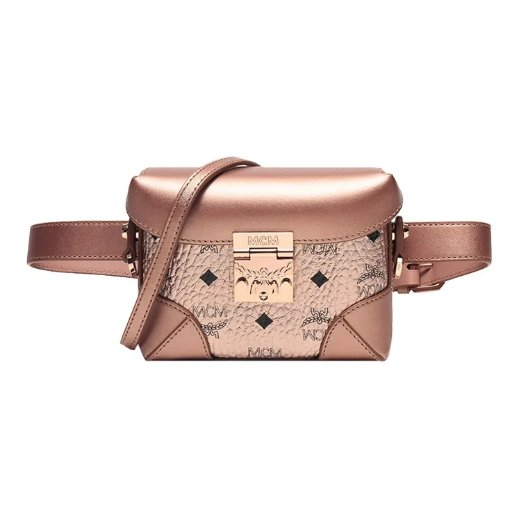 MCM Canvas Crossbody Fanny Pack Regular Women's Champagne Gold-0