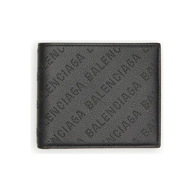 Balenciaga Cash Square Cow Leather Coin Purse Regular Men's Black-0