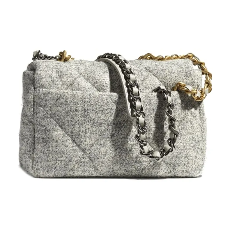 CHANEL 19Bag Metal Shoulder Bag, Crossbody Bag Women's Gray/Ivory-1