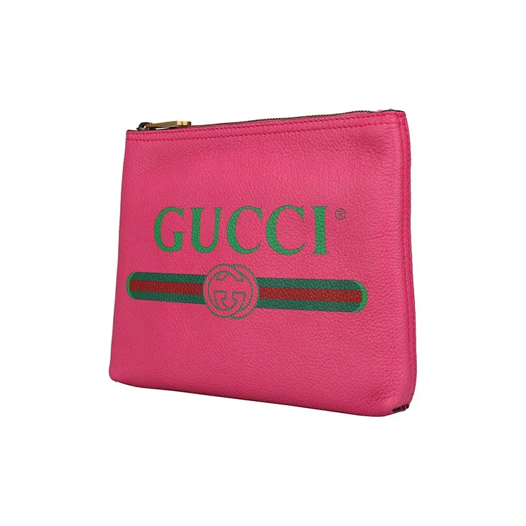 GUCCI Leather Clutch Small Size Unisex Fuchsia-1