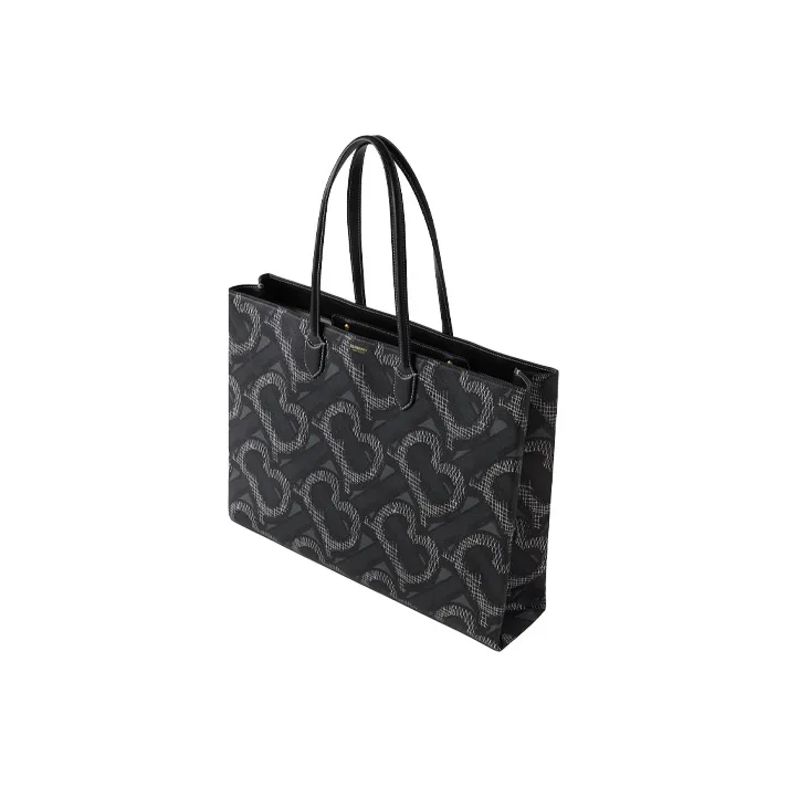Burberry Cotton Polyurethane Tote Bag Shopping Bag Handbag Unisex Graphite Camouflage-2