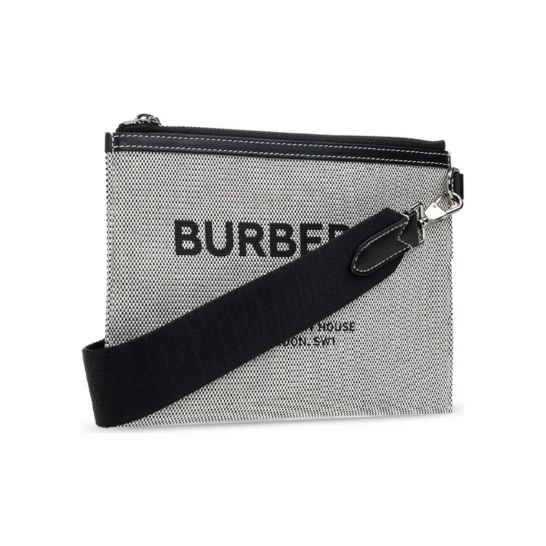 Burberry Cotton Messenger Bag Shoulder Bag Crossbody Bag Men's Gray/Black-2