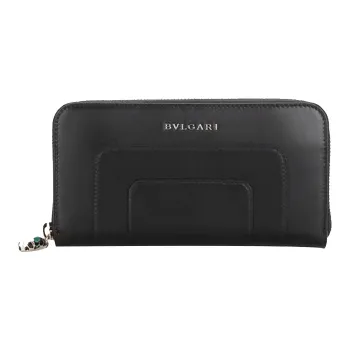 BVLGARI Calfskin Wallets With Money Clip Women's Black