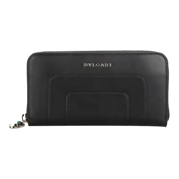 BVLGARI Calfskin Wallets With Money Clip Women's Black-0
