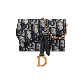 DIOR Saddle Fabric Coin Purse, Card Holder, Clutch Regular Women's Denim Blue