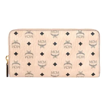 MCM Visetos Artificial Leather Clutch Wallet Trumpets Women's Pink