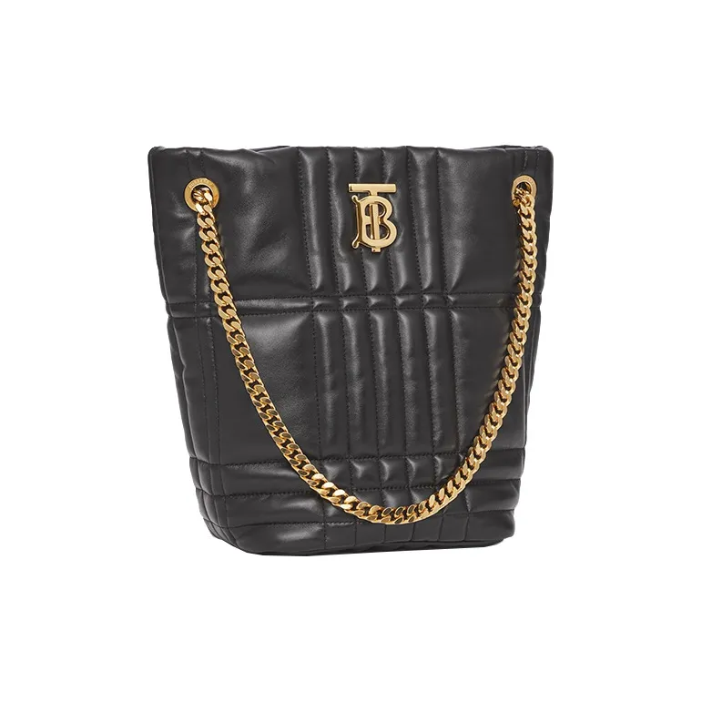 Burberry Quilted Leather Small Lola Bucket Bag Black/Gold tone-1