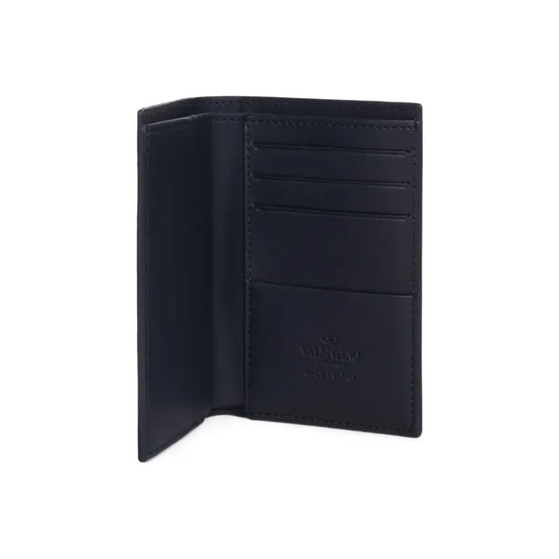 Valentino Cow Leather Card Clip Card Holder Regular Men's Blue-3