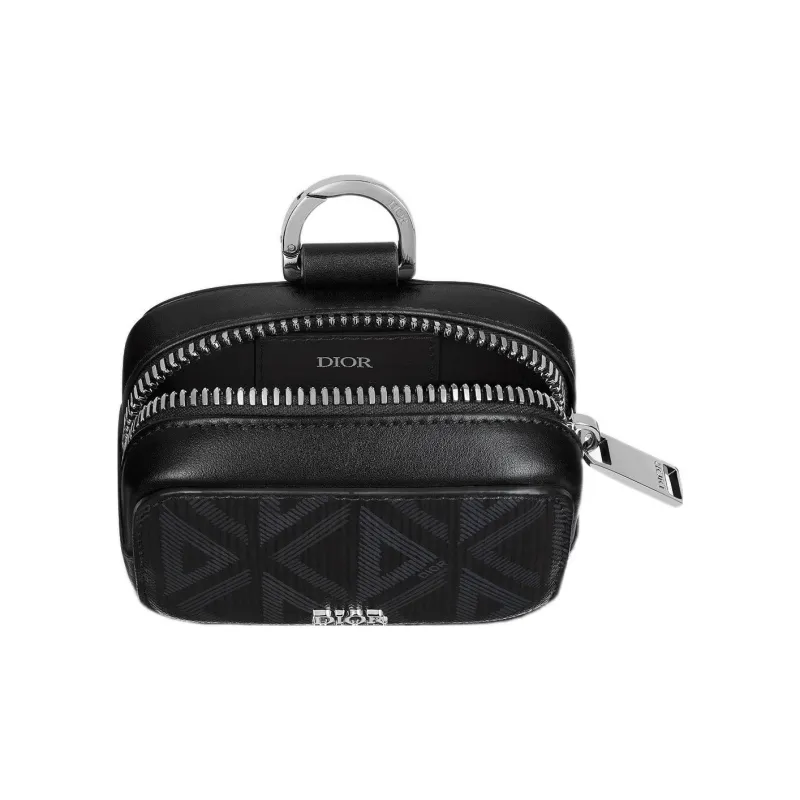 DIOR Canvas Shoulder Bag Crossbody Bag Clutches Men's Black Silver-4