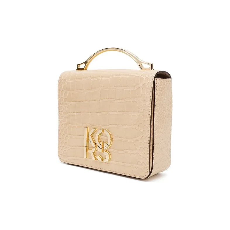 MICHAEL KORS MK Kors' Crocodile Embossed Cow Leather Handbags Crossbody Bags Medium Size Women's Milk Tea Beige-1