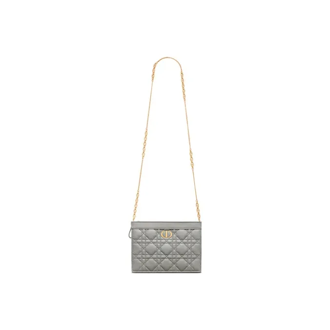 DIOR Caro Soft Cow Leather Clutch, Shoulder Bag, Crossbody Bag Women's Gray-2