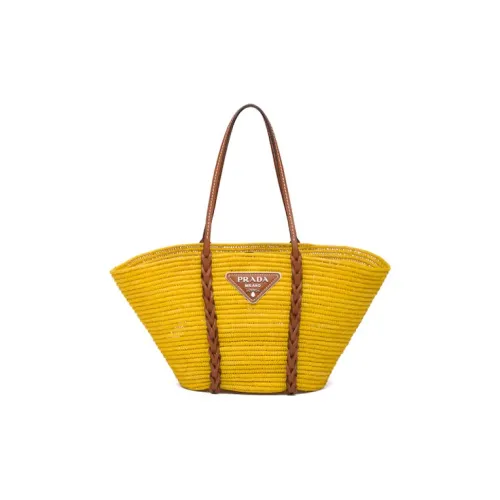 PRADA Leather One Shoulder Handbags Women's Vibrant Yellow