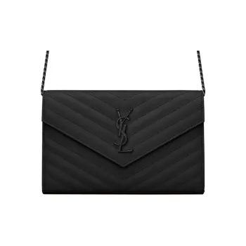 SAINT LAURENT CASSANDRE Grained Calfskin Wallets Crossbody Bags Shoulder Bags Women's Black